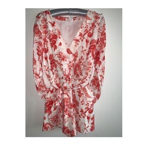 Red floral long sleeve Jumpsuits